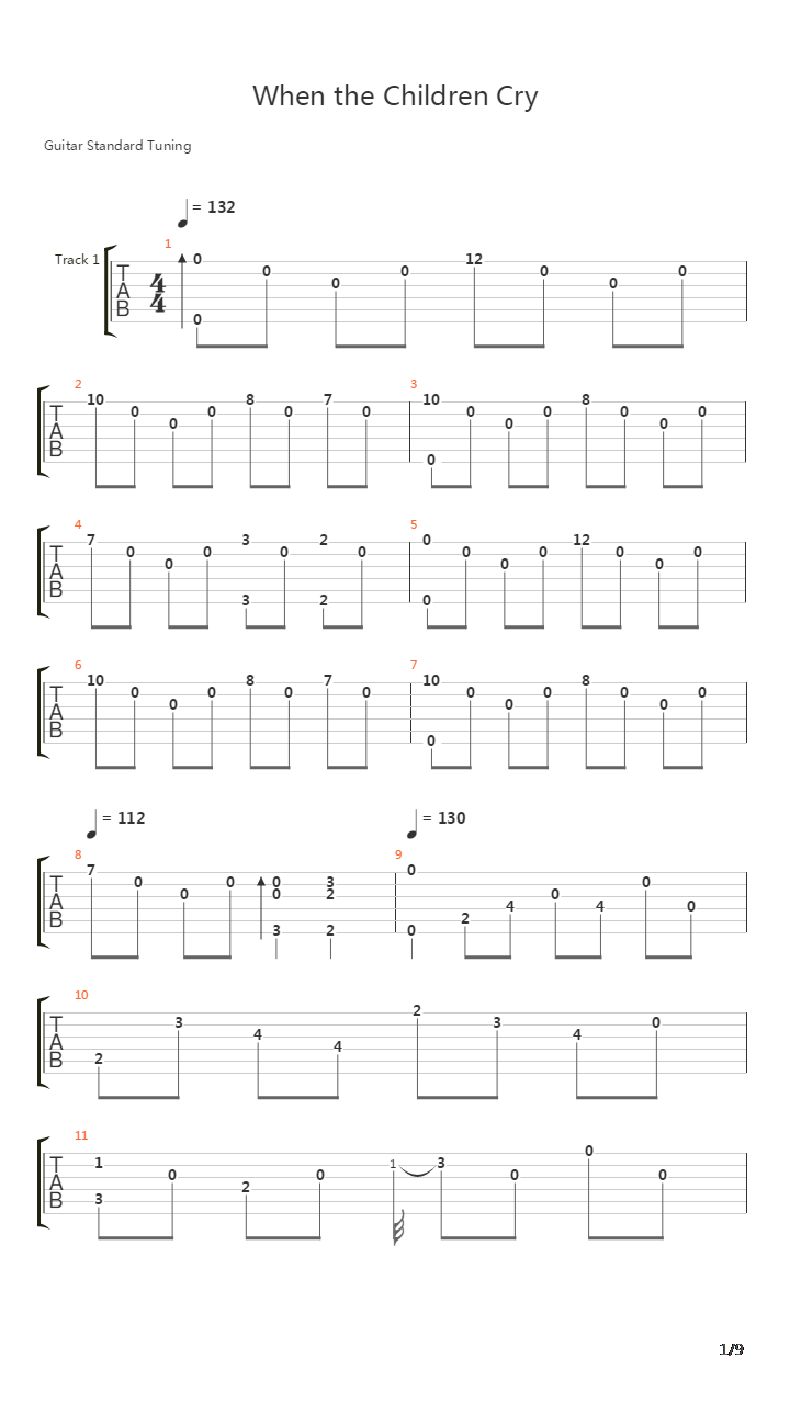 When The Children Cry吉他谱