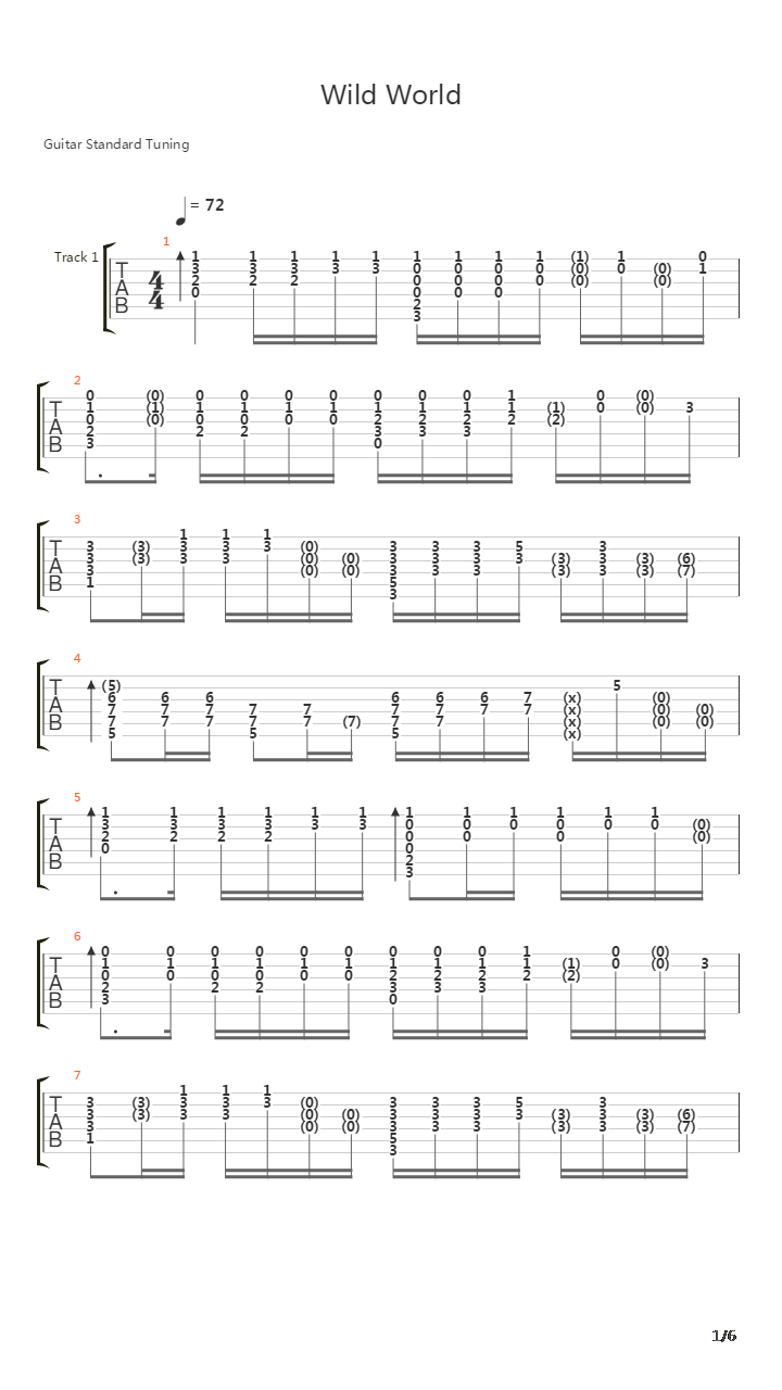 Wild World吉他谱