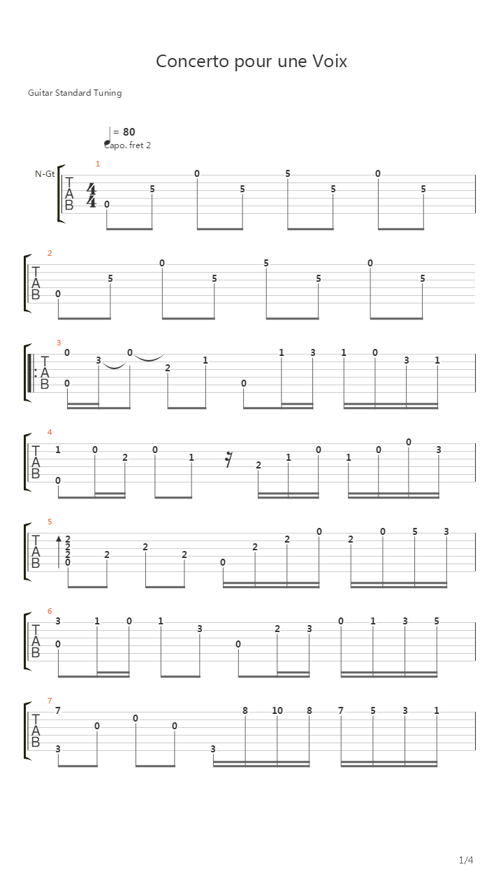 Concerto Pour Une Voix(天使协奏曲)吉他谱