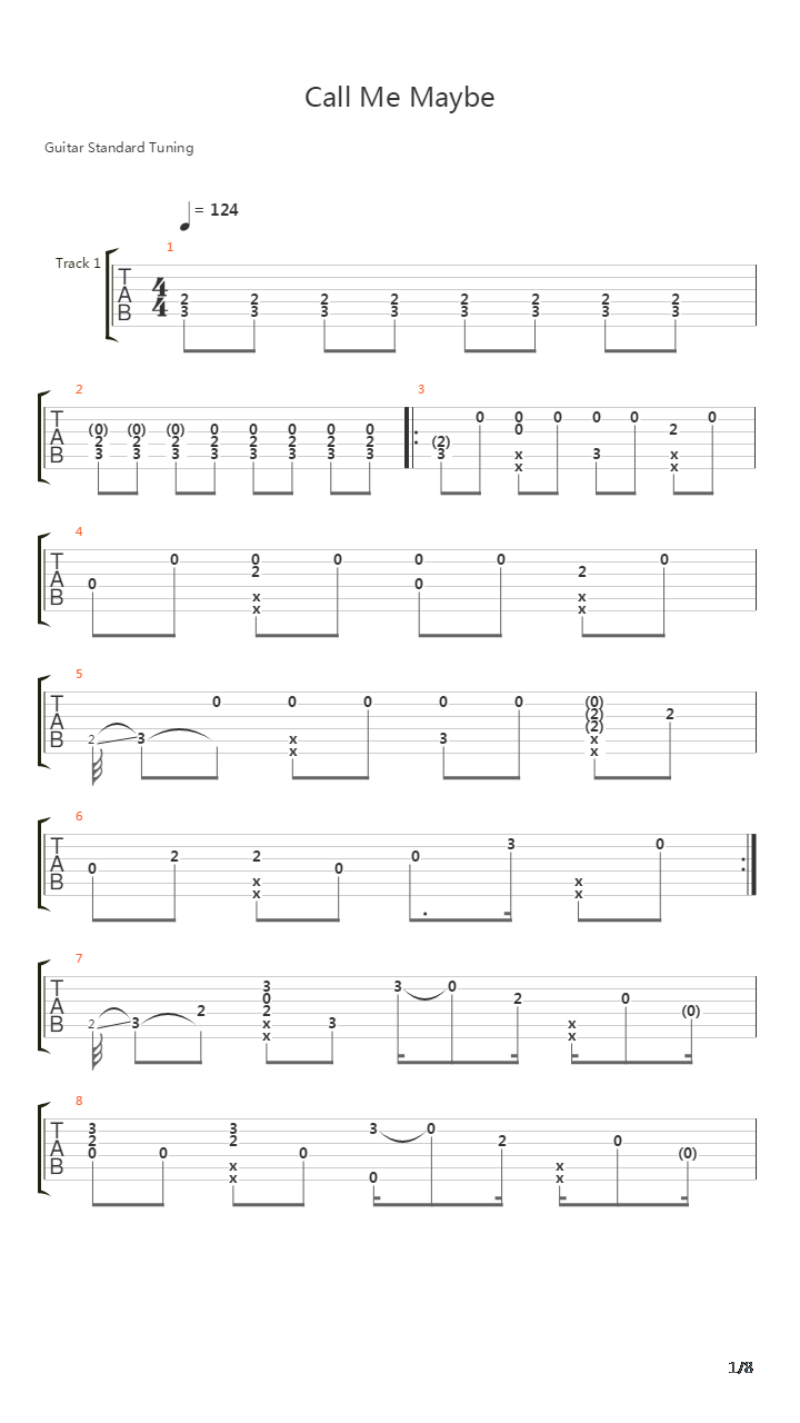 Call Me Maybe吉他谱
