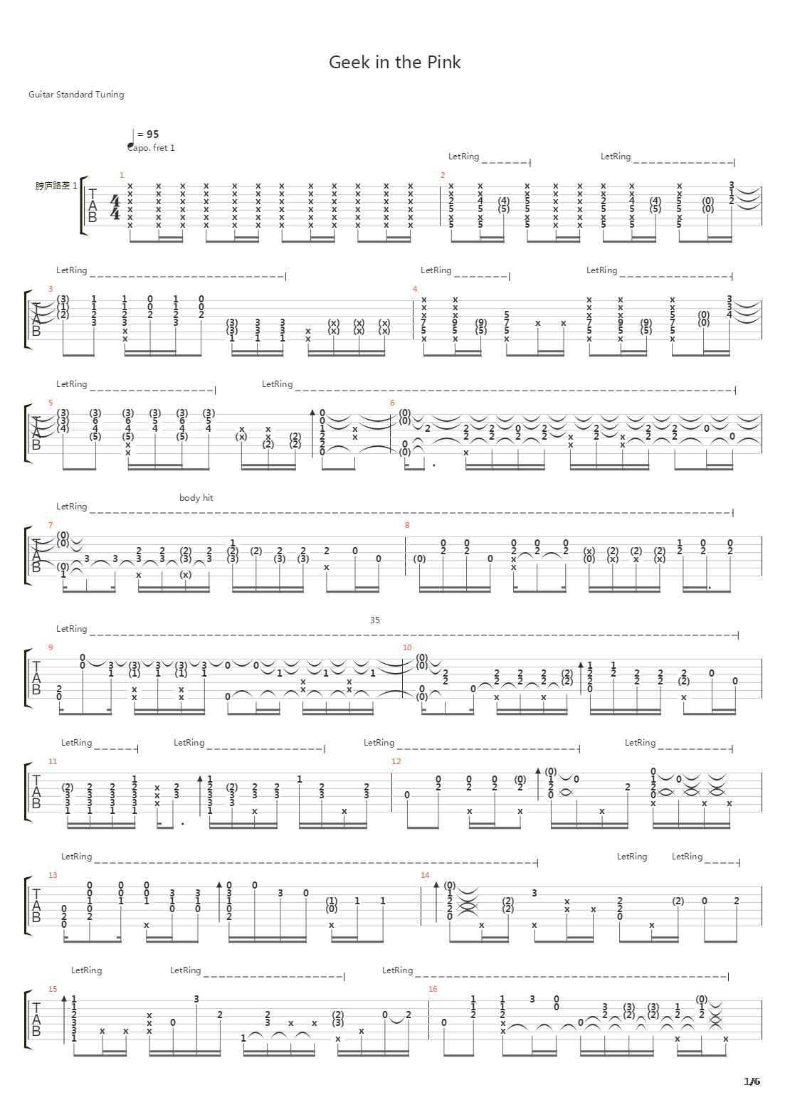 Geek in the Pink吉他谱
