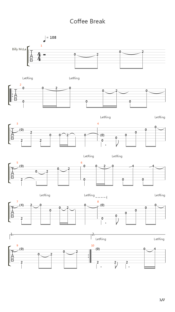 Coffee Break吉他谱