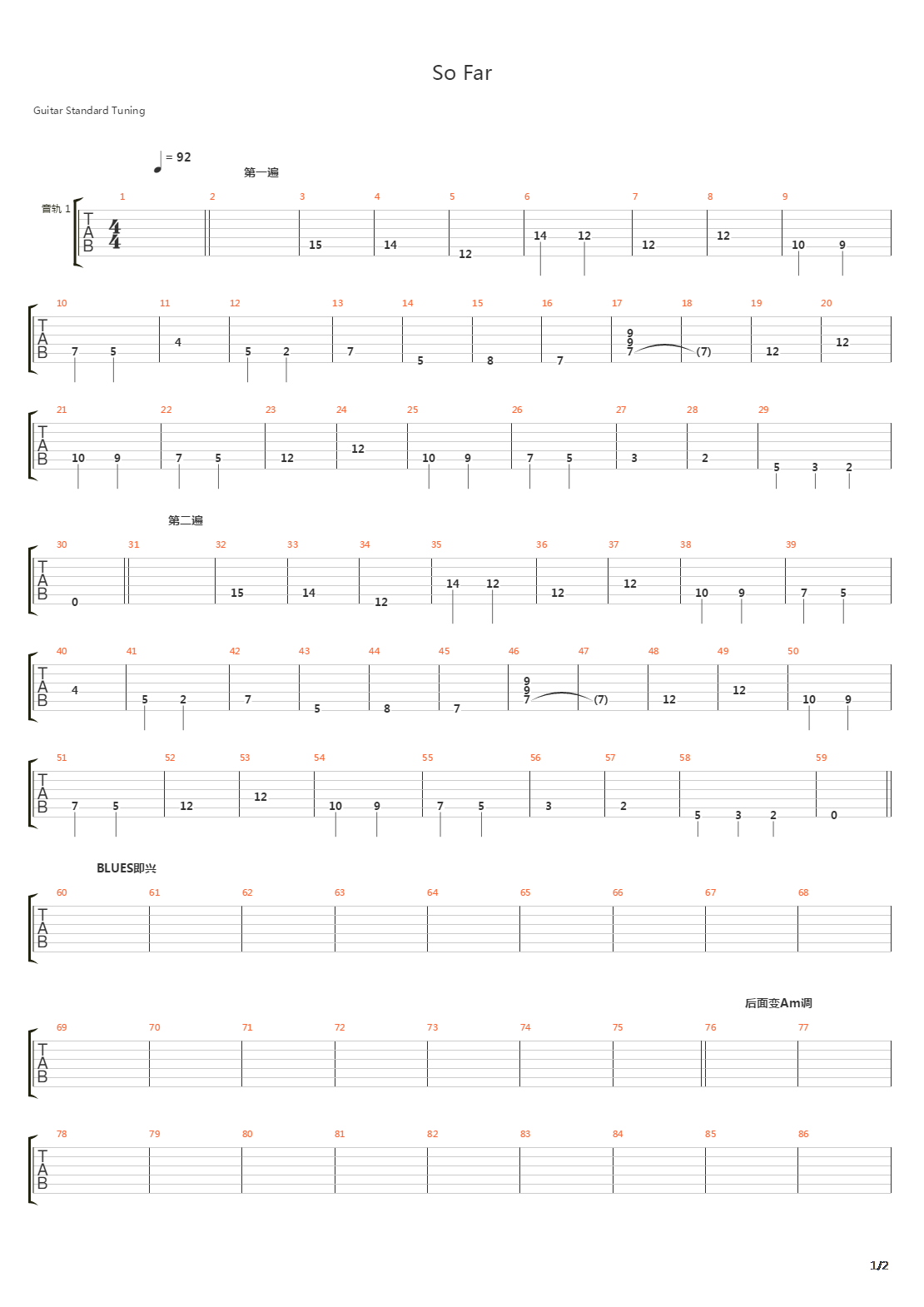 So Far吉他谱