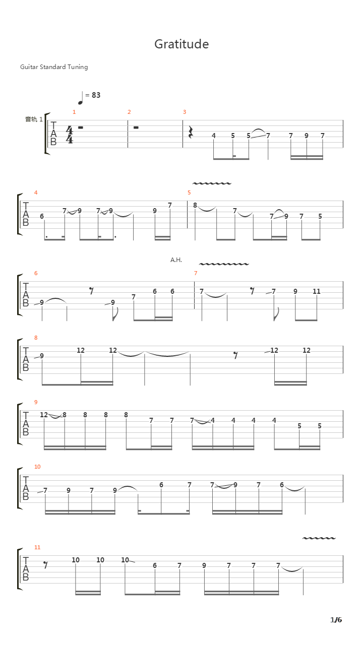 Gratitude吉他谱