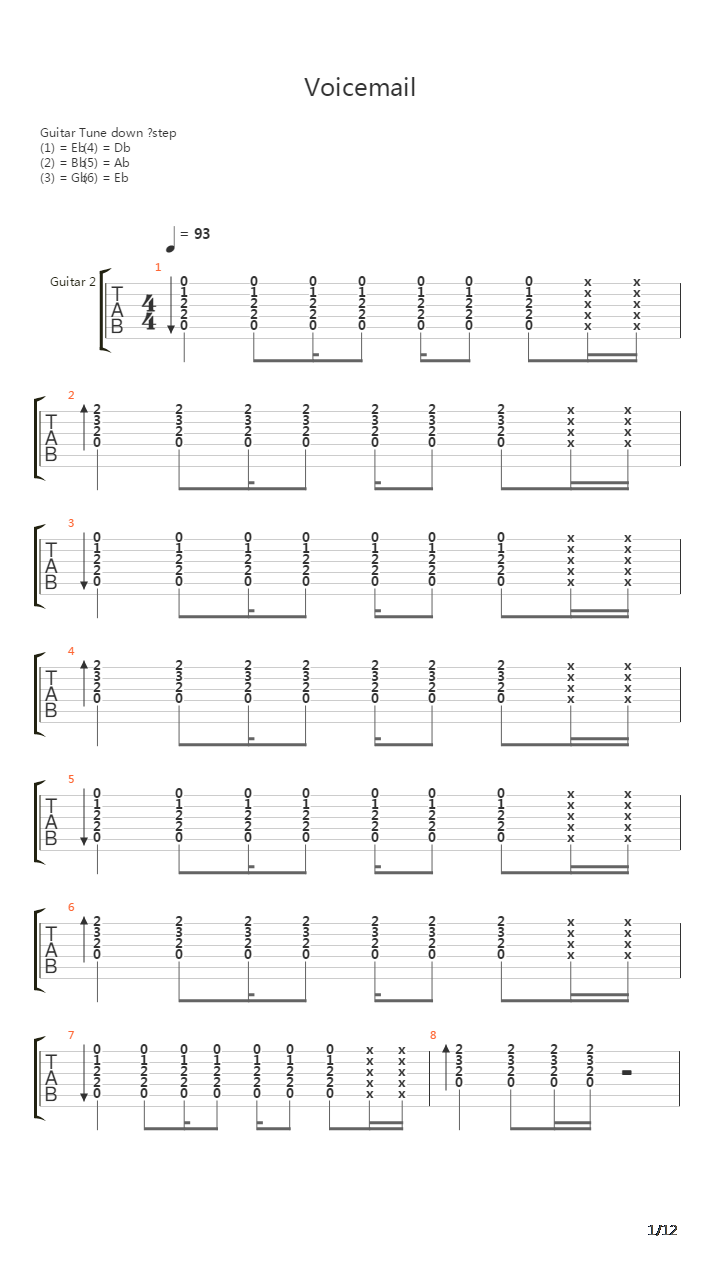 Voice Mail Message吉他谱