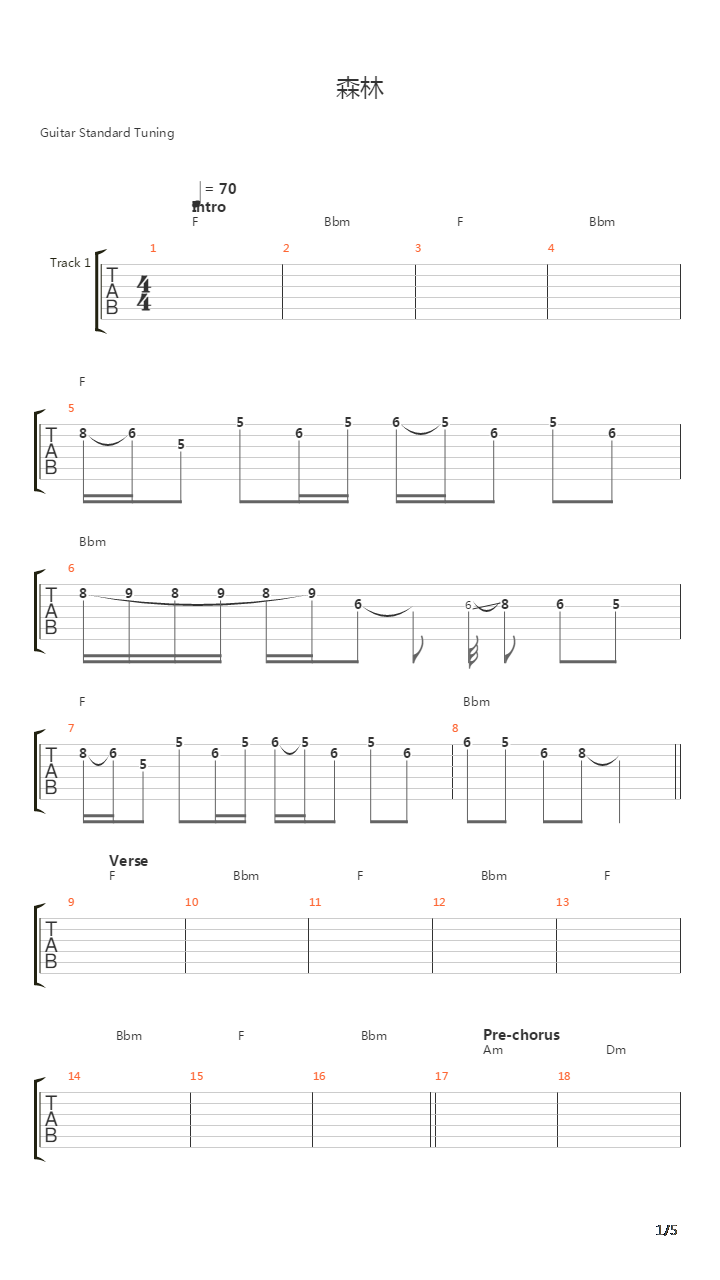 森林吉他谱