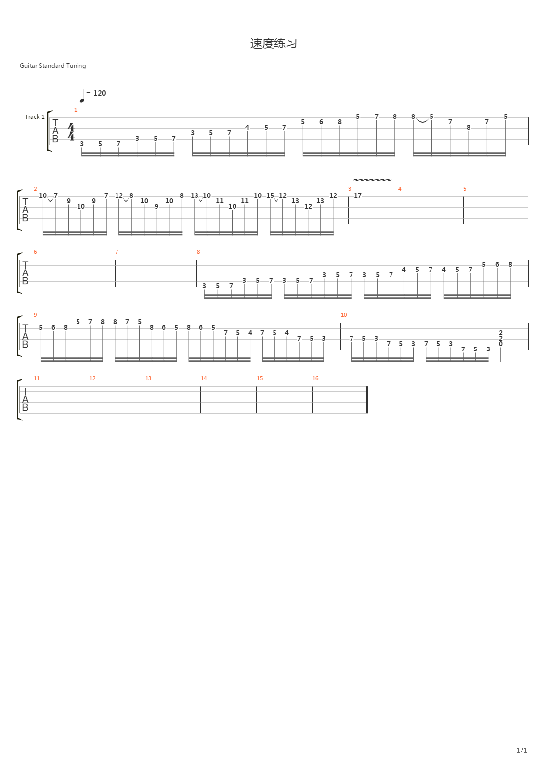 吴琳电吉他教室 - 速度练习1吉他谱