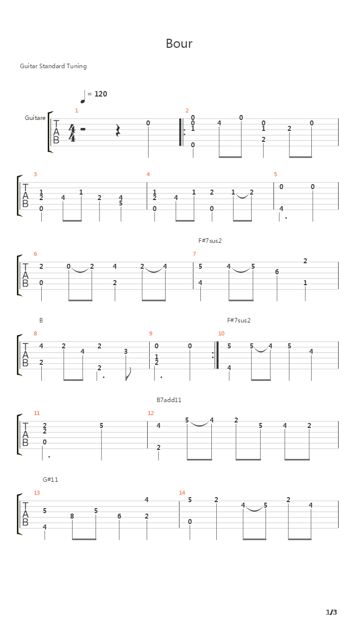 Bour吉他谱