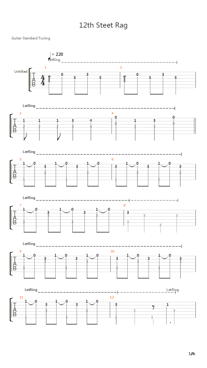 12th Street Rag吉他谱