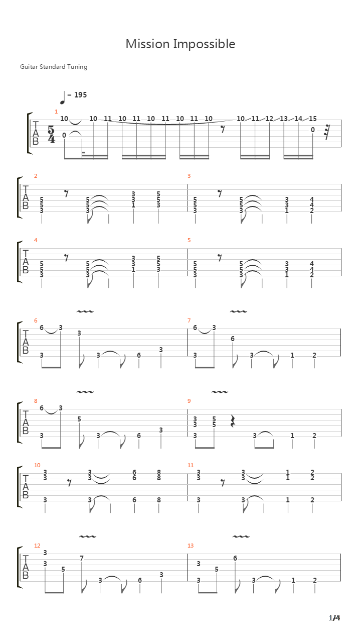 Mission Impossible(碟中谍)吉他谱