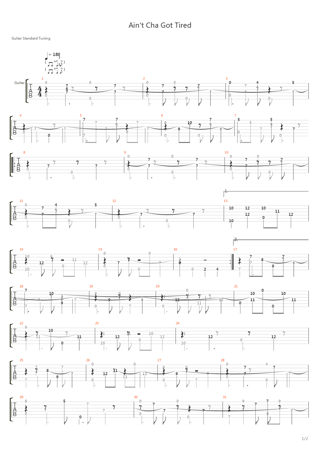 Ain't Cha Got Tired吉他谱
