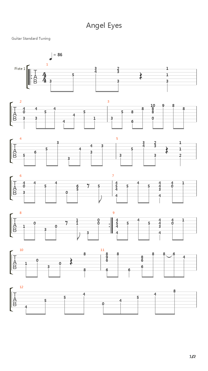 Angel Eyes吉他谱