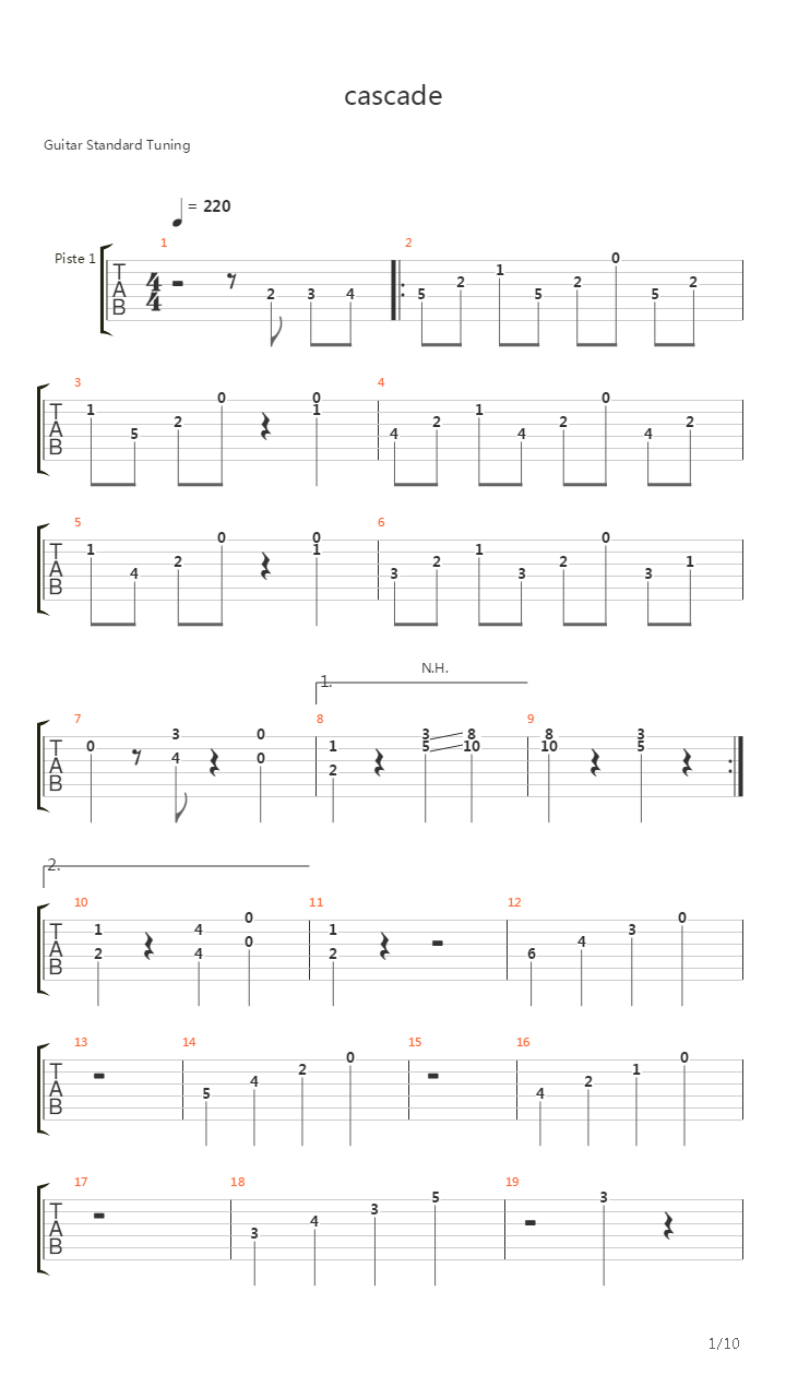 cascade吉他谱