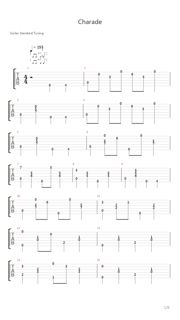 Charade吉他谱