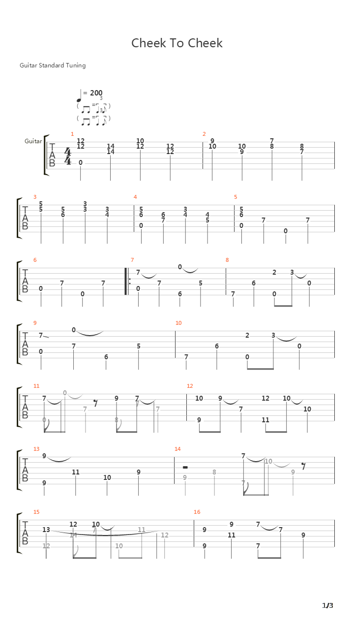 Cheek To Cheek吉他谱