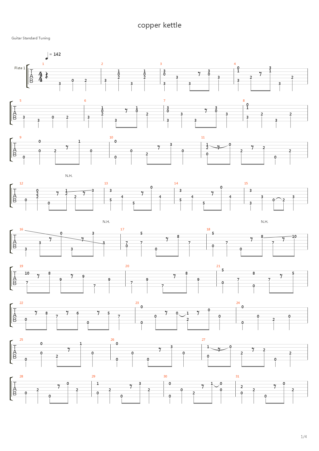 Copper kettle吉他谱