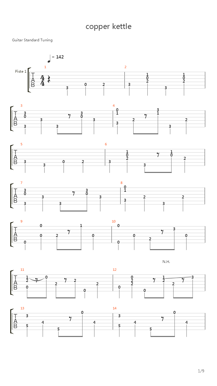 Copper kettle吉他谱