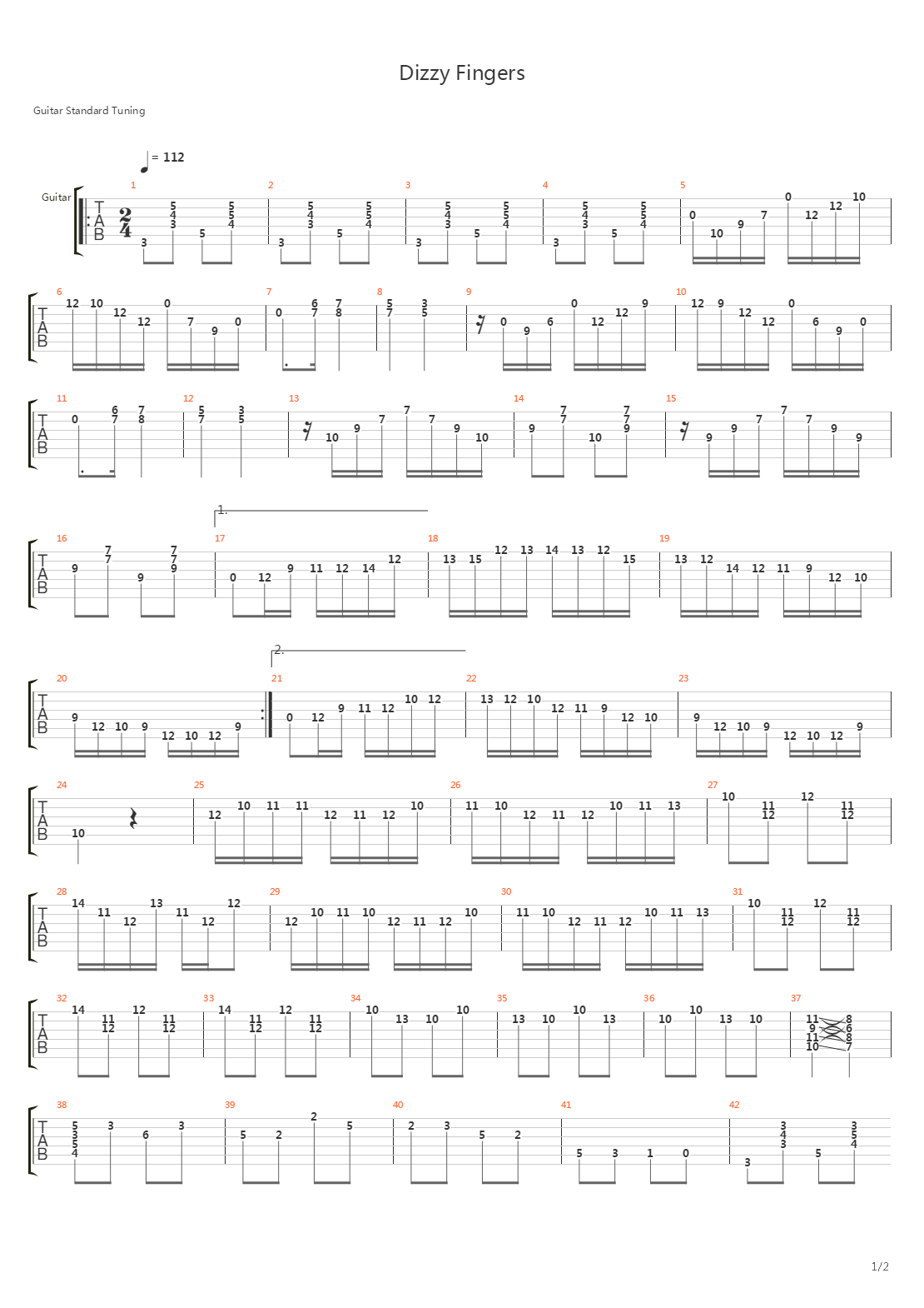 Dizzy Fingers吉他谱