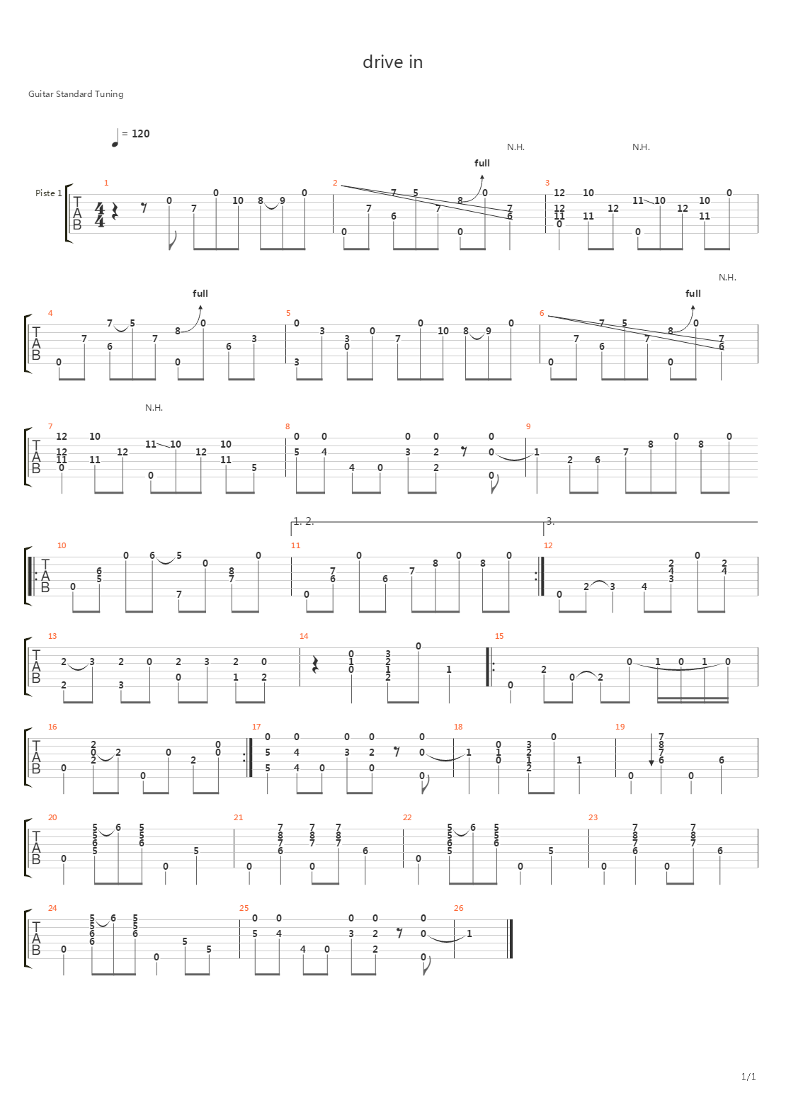 drive in吉他谱