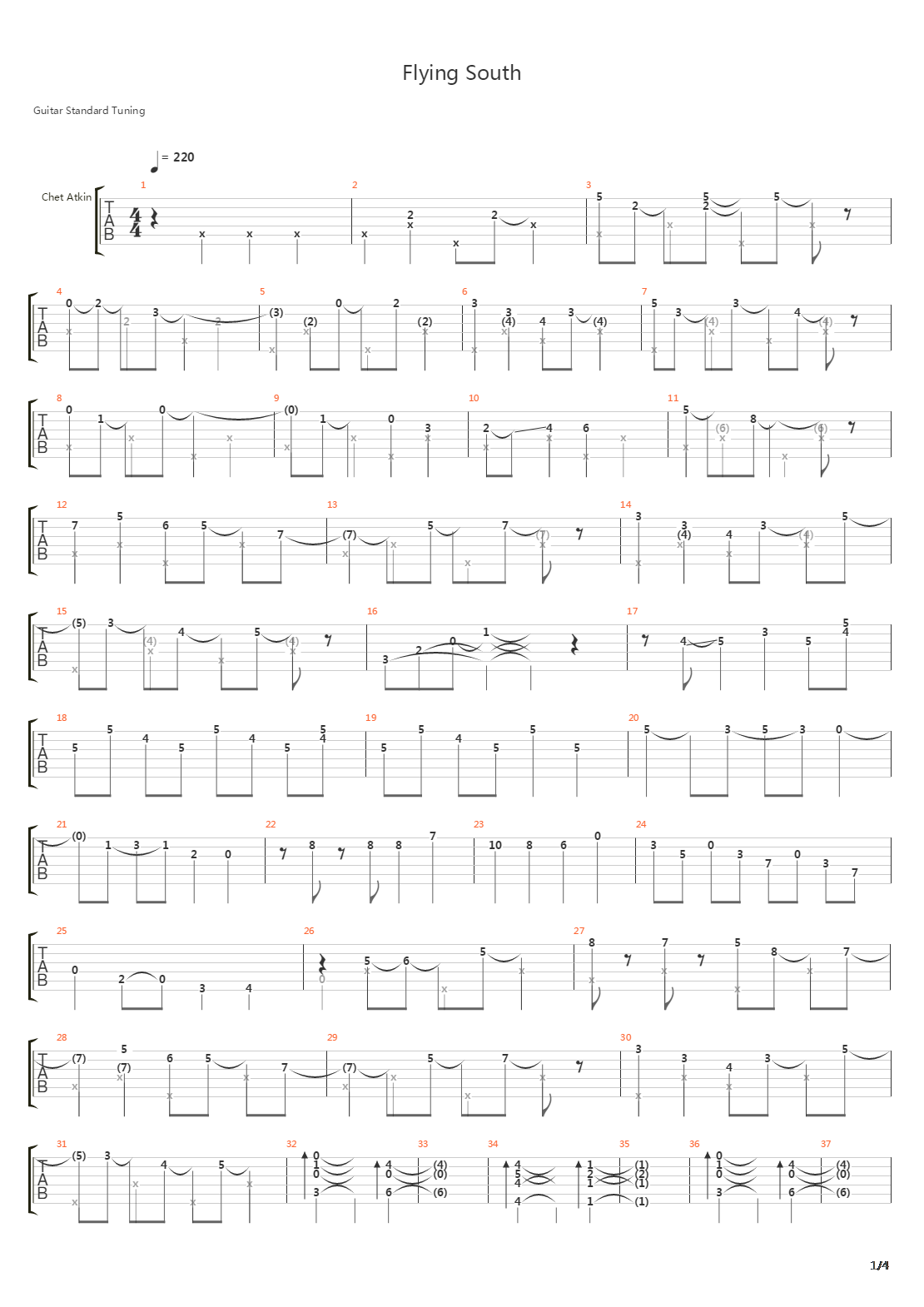 Flying South吉他谱