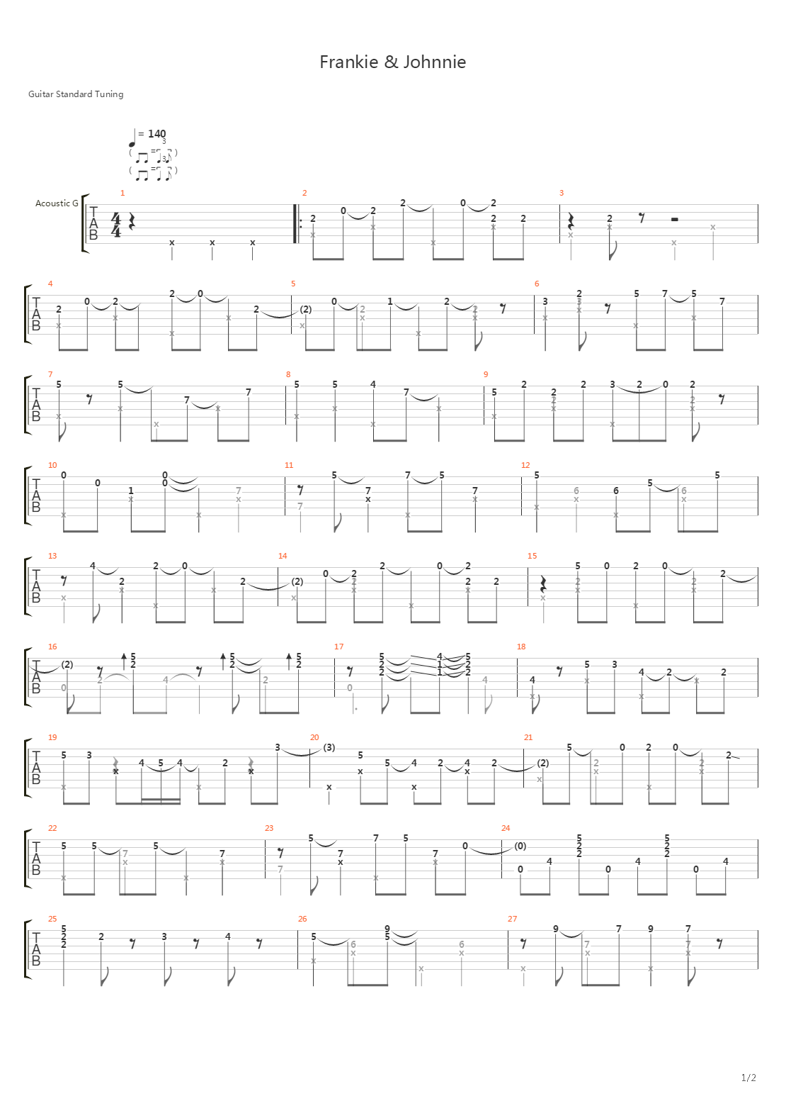 Frankie & Johnnie吉他谱