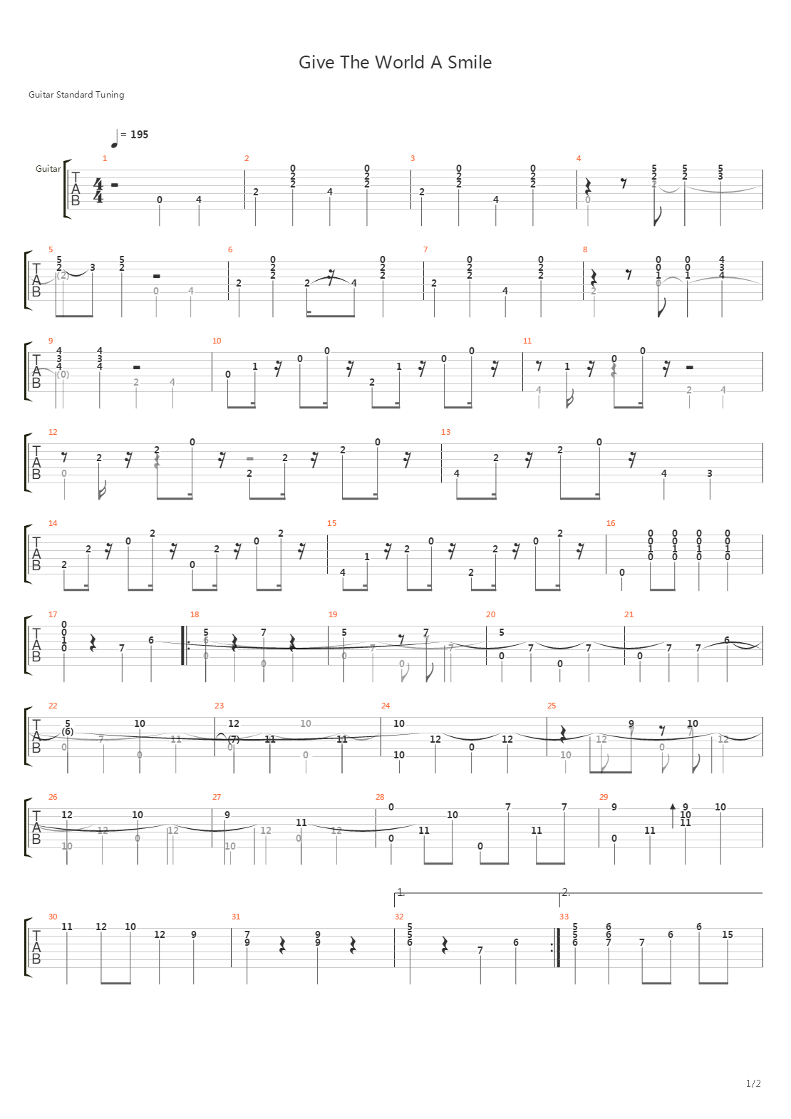 Give The World A Smile吉他谱