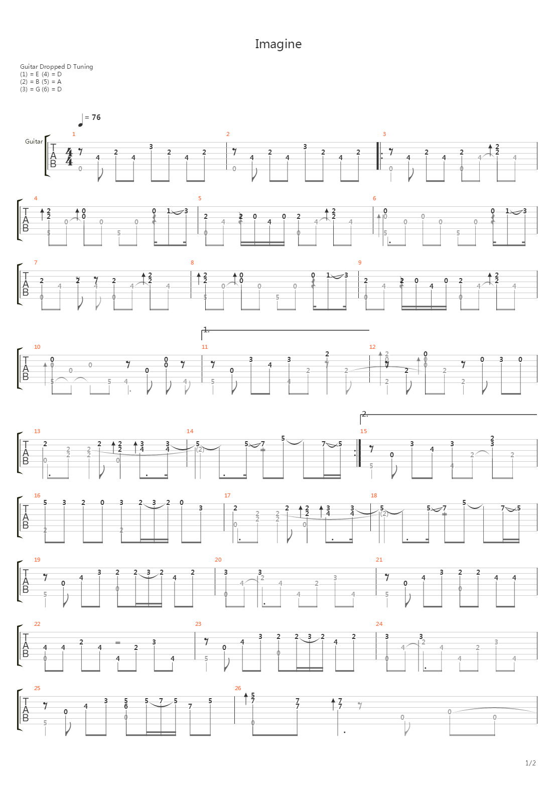 Imagine吉他谱