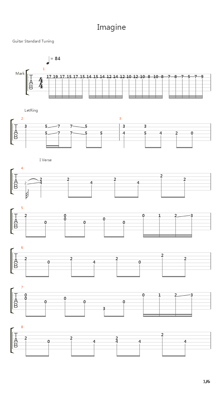 Imagine吉他谱