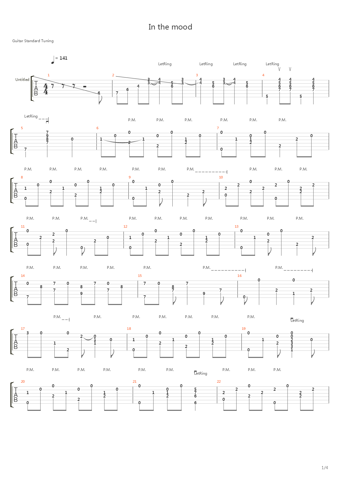 In the mood吉他谱