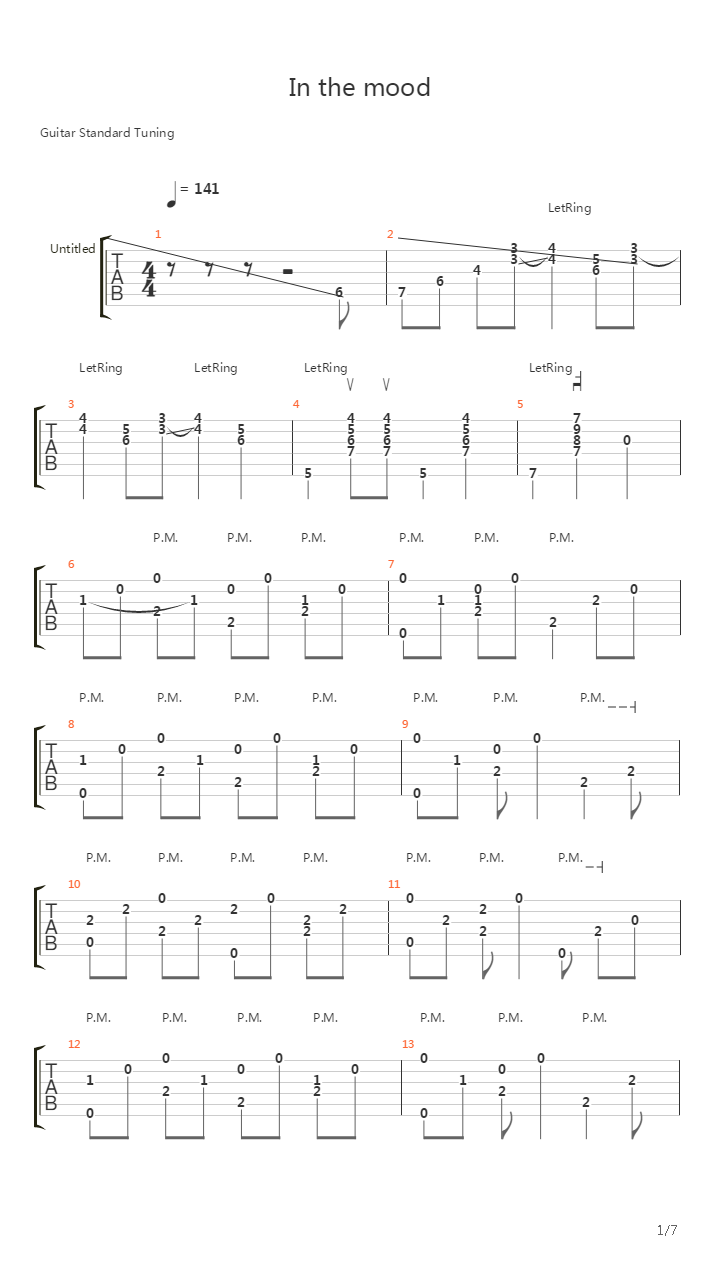 In the mood吉他谱