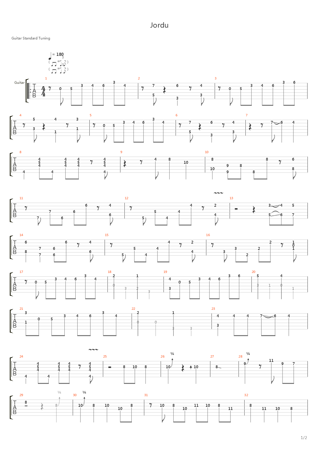 Jordu吉他谱