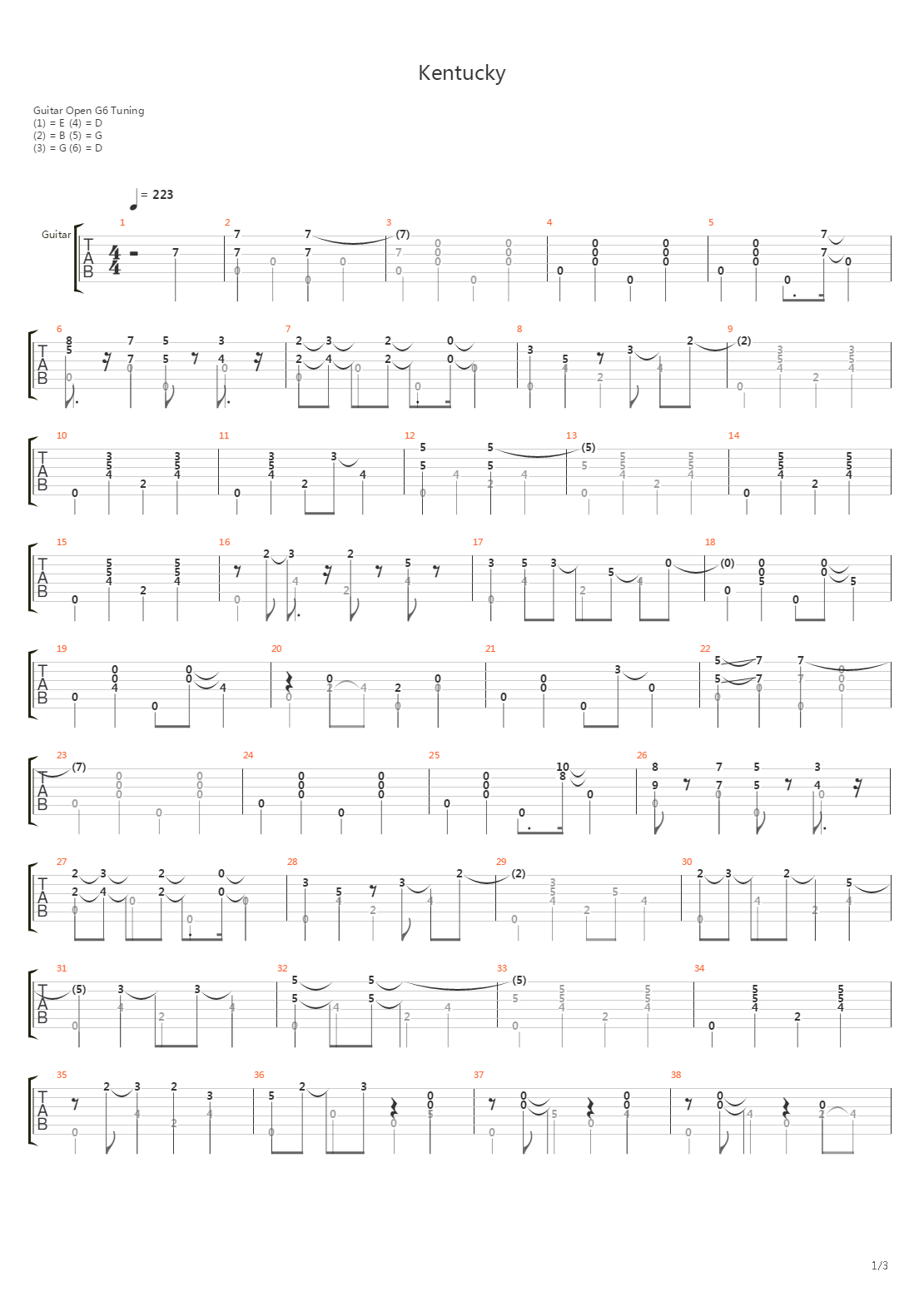 Kentucky吉他谱