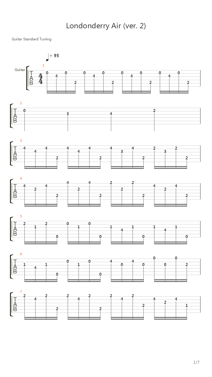 Londonderry Air吉他谱