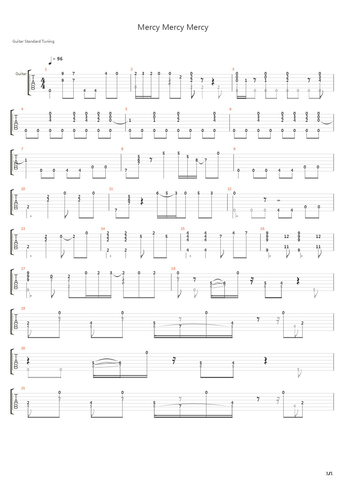 Mercy Mercy Mercy吉他谱