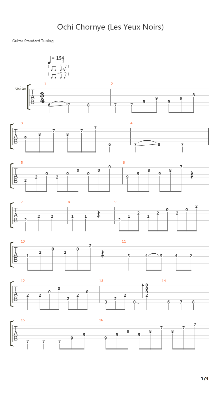 Ochi Chornye吉他谱