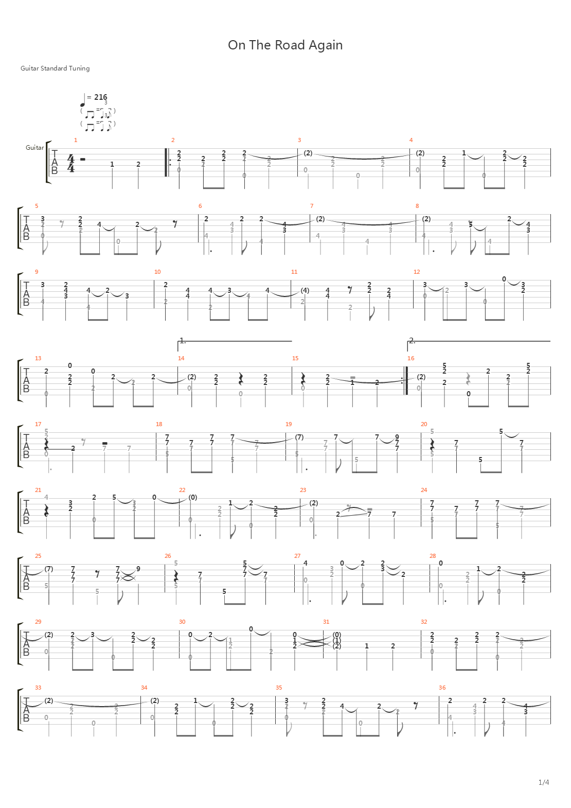 On The Road Again吉他谱