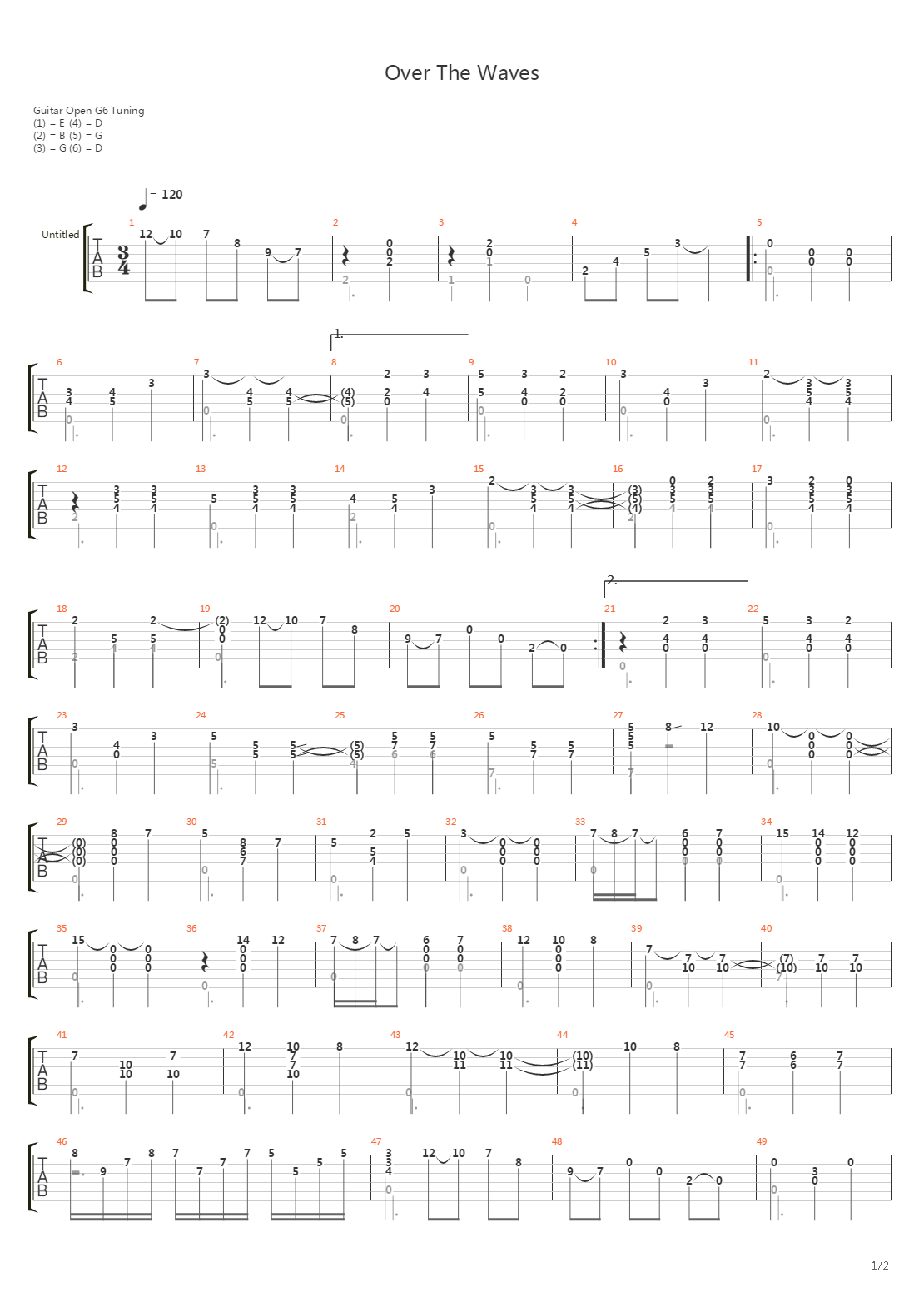 Over The Waves吉他谱