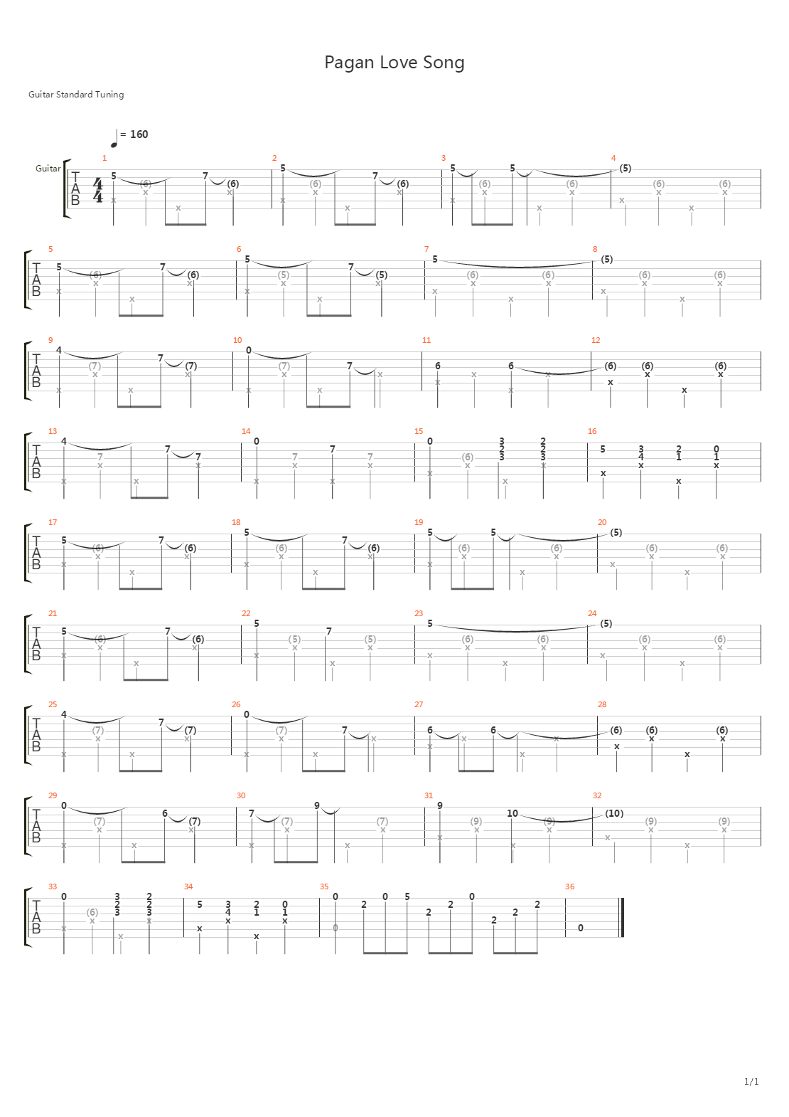 Pagan Love Song吉他谱