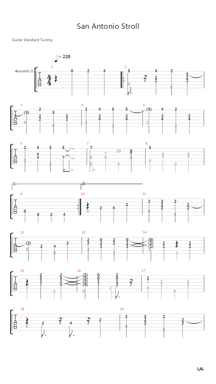 San Antonio Stroll吉他谱