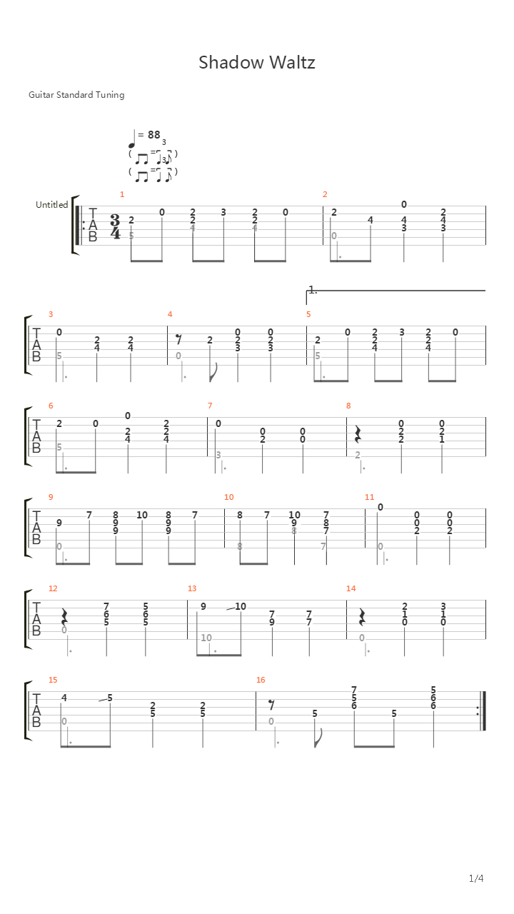 Shadow Waltz吉他谱