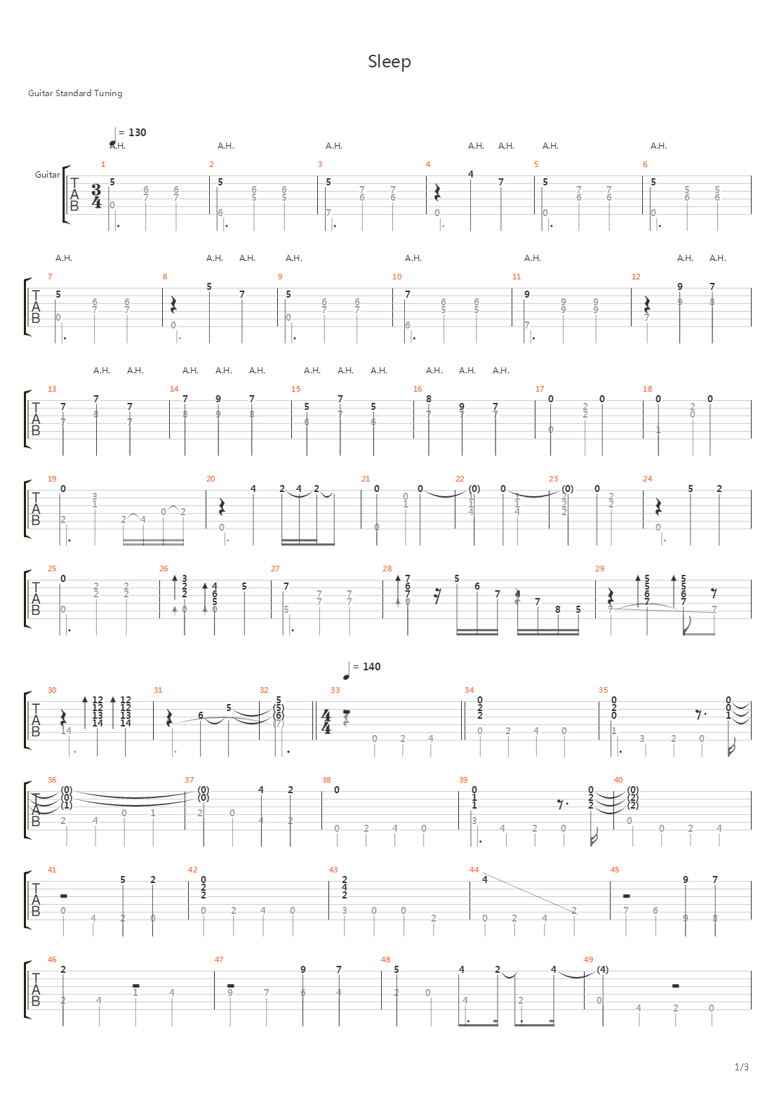 Sleep吉他谱