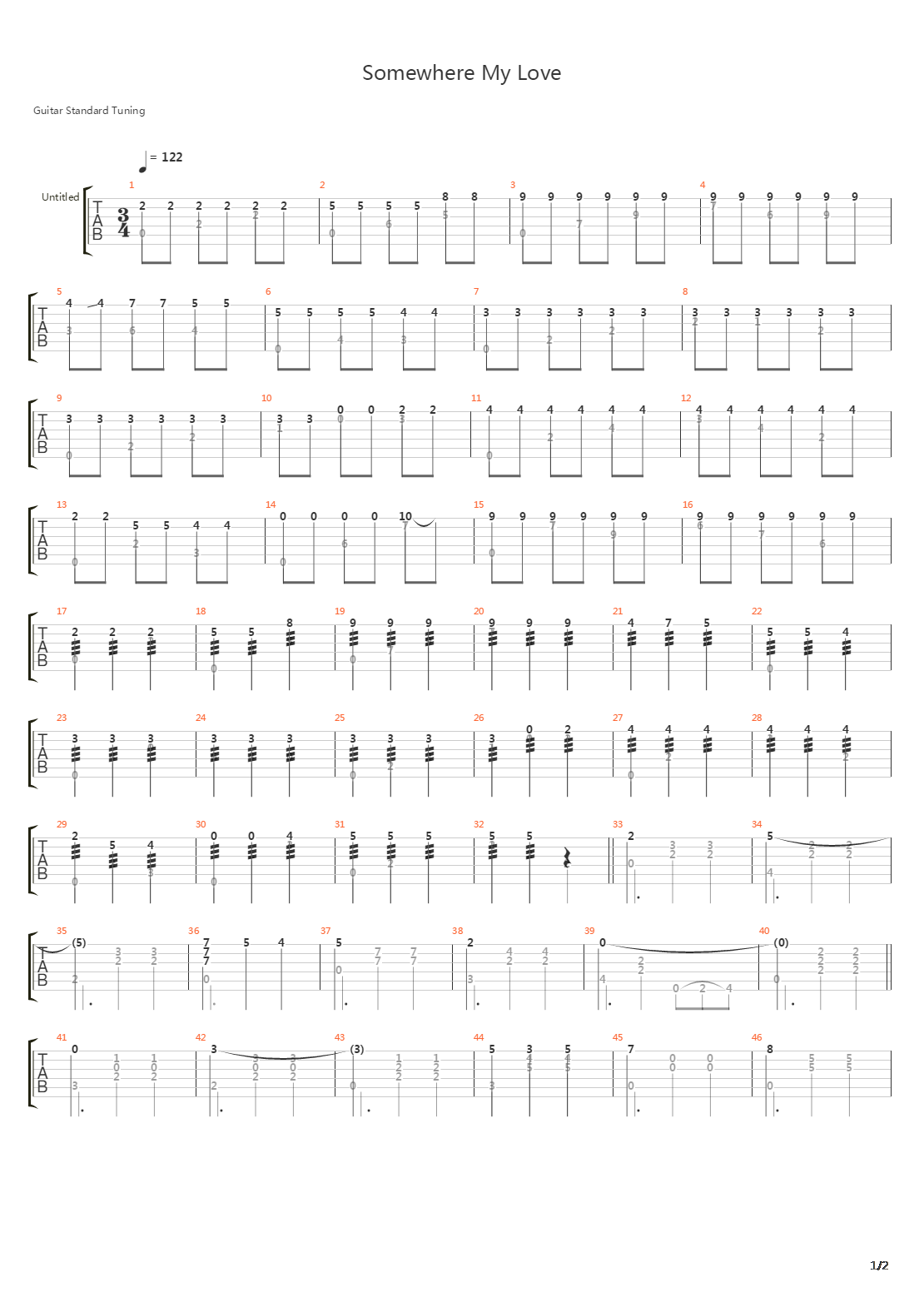 Somewhere My Love吉他谱