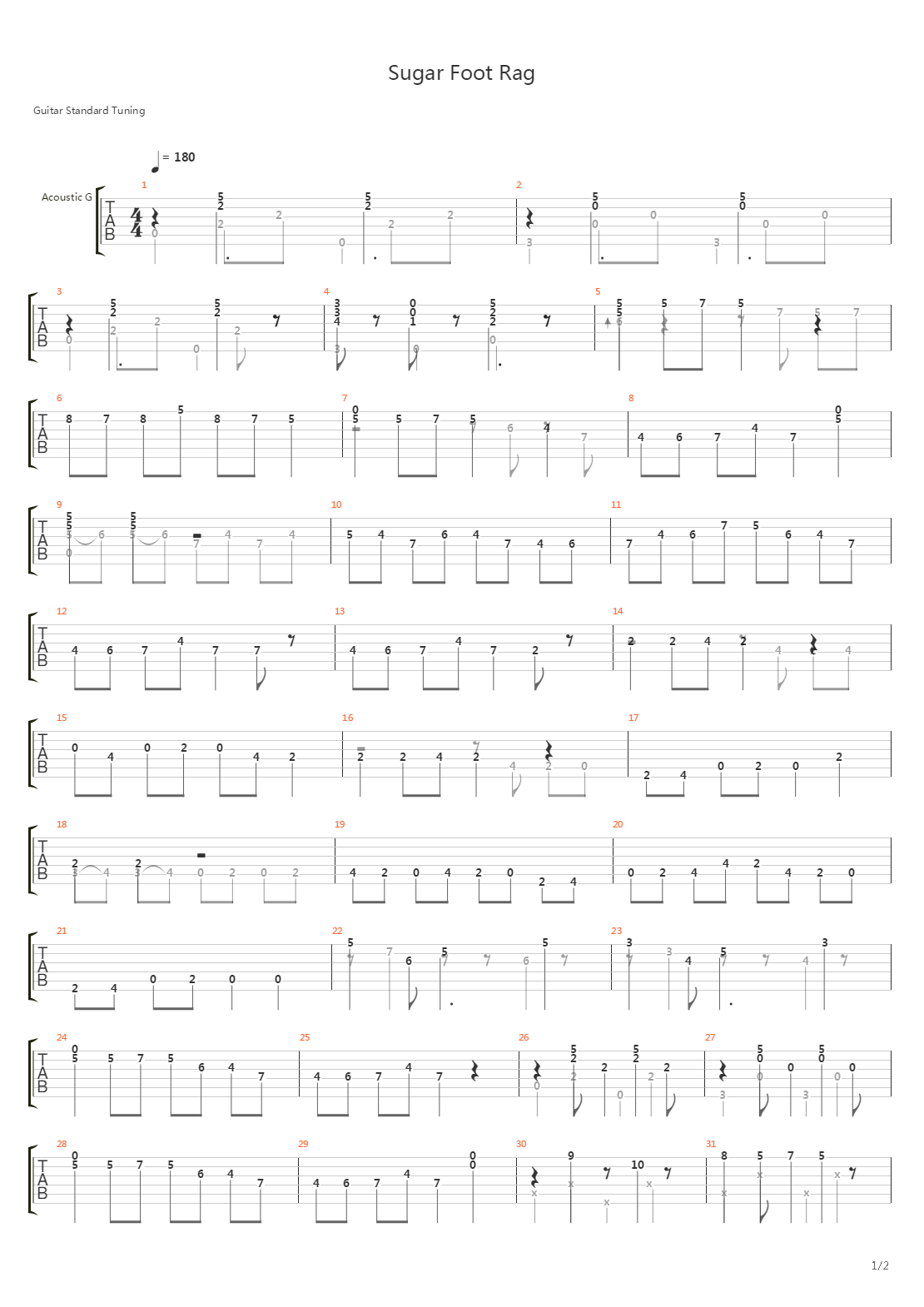 Sugar Foot Rag吉他谱