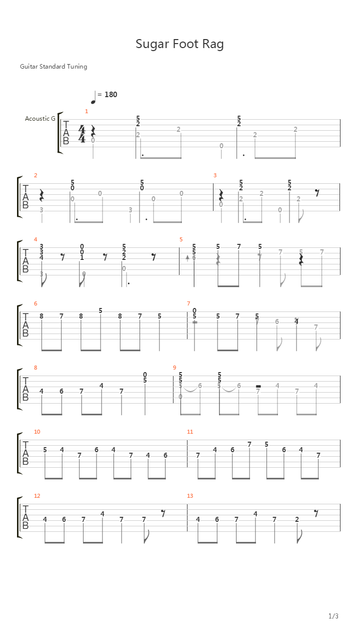Sugar Foot Rag吉他谱