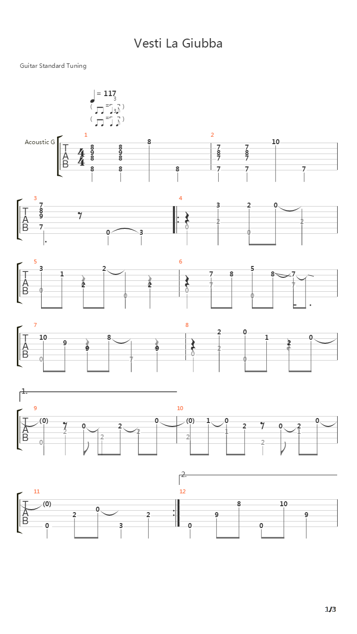Vesti La Giubba吉他谱