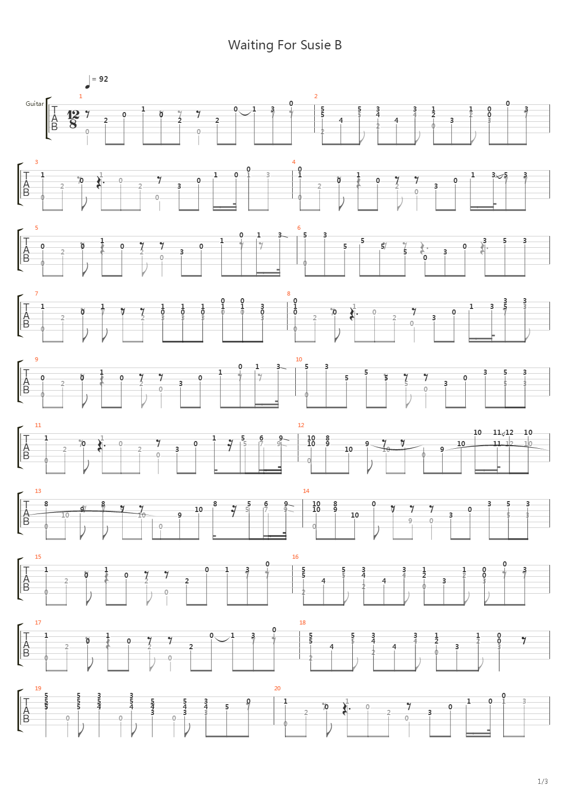 Waiting For Susie B吉他谱