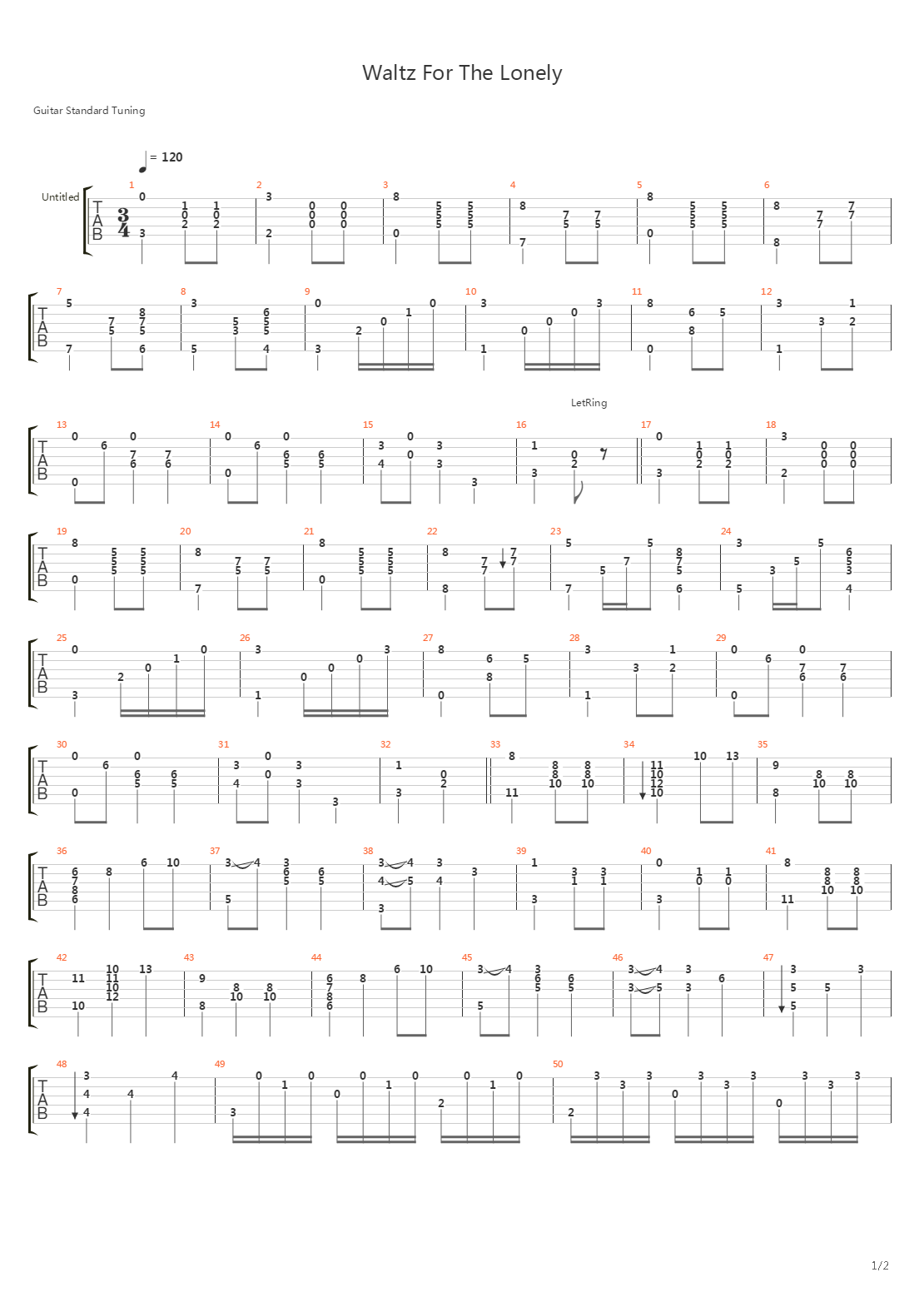 Waltz For The Lonely吉他谱
