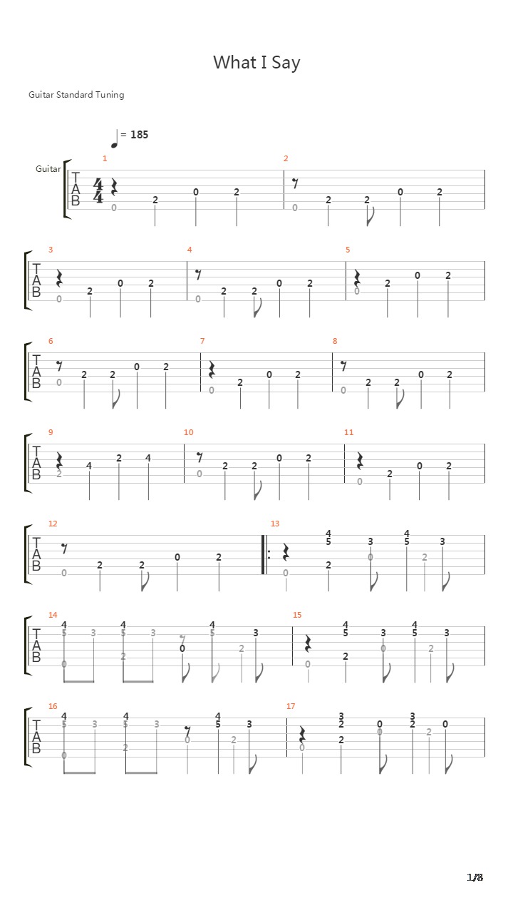 What I Say吉他谱