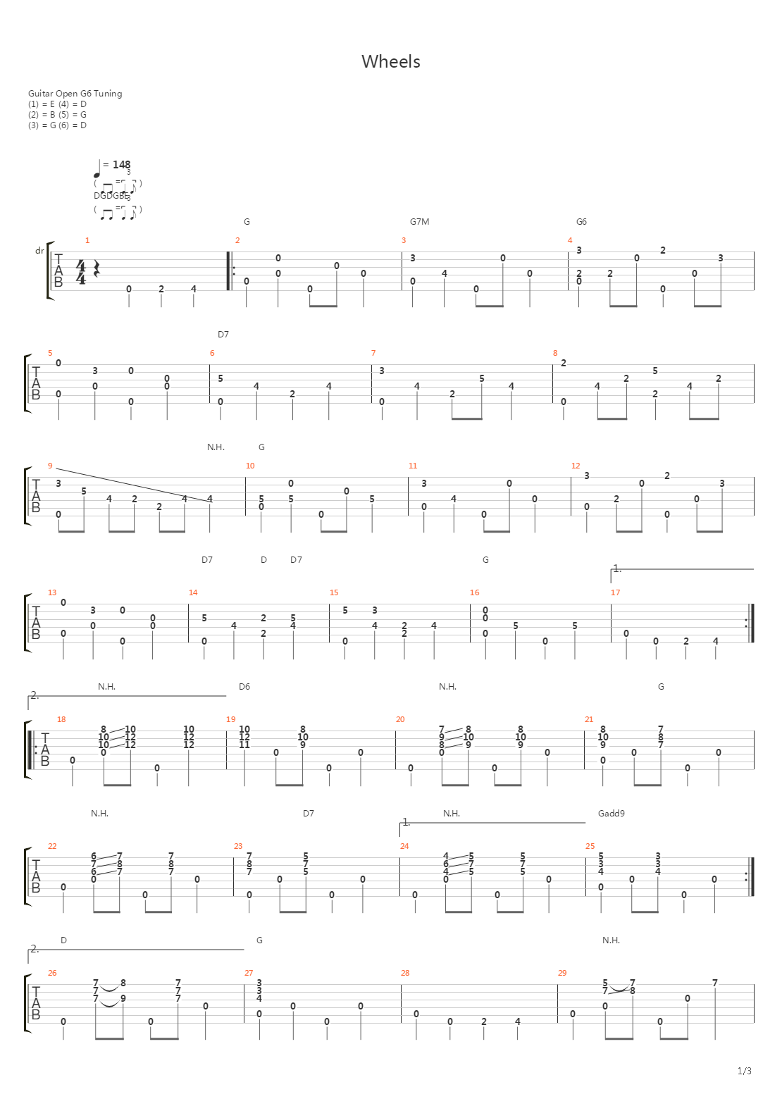 Wheels吉他谱