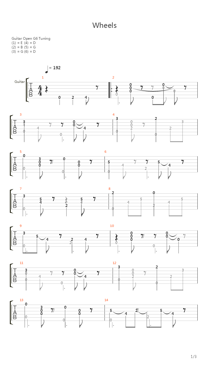 Wheels吉他谱